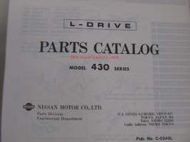 Nissan model 430 series L-Drive Dec. 1984 issue Parts Catalog -varaosaluettelo