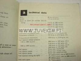 Petter Diesel Engines AV1, AV2 operator´s handbook -käyttöohjekirja, huolto, varaosaluettelo