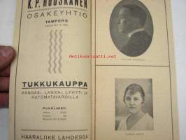 Tampereen teatteri näytäntökausi 1921-22 &quot;Tukkijoella&quot; -näytelmä, käsiohjelma