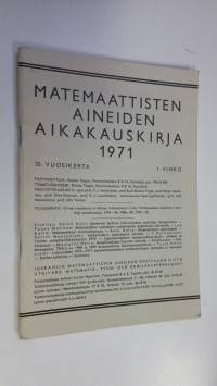Matemaattisten aineiden aikakauskirja 1971 1. vihko