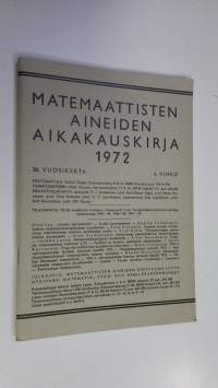Matemaattisten aineiden aikakauskirja 1972 4. vihko