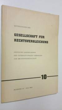 Mitteilungen der Gesellschaft fur rechtsvergleichung  - nummer 10, juli 1966