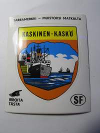 Kaskinen -Kaskö -tarra, matkamuistotarra 1970-luvulta