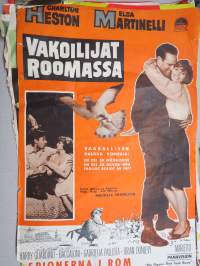 Vakoilijat Roomassa - Spionerna i Rom -elokuvajuliste / poster, Charlton Heston, Elsa Martinelli, ohjaus Melville Shavelson