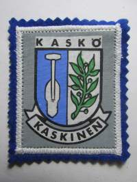 Kaskö -Kaskinen -kangasmerkki / matkailumerkki / hihamerkki / badge -pohjaväri sininen