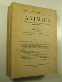 Lakimies, 63. vuosikerta (1965), numerot 1-2, 4-5, 7-8 (numerot 1 ja 2 samassa vihossa) : suomalaisen lakimiesyhdistyksen aikakauskirja