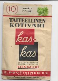 Kas-Kas Taiteellinen  kotiväri 10 kevätvihreäTekstiilitaiteilija Elsa Kallio täysi tuotepakkaus
