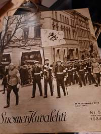 Suomen kuvalehti 1934 no 5 kadettiemme päivä, työtä tuhansille miehille ja hevosille, kakkuhaastattelu