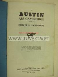 Austin A55 Cambridge Mark II Driver´s handbook -käyttöohjekirja