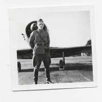 SA lentäjä vänrikki - valokuva 6x6 cm 1940 - luku