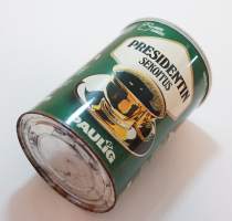 Presidentin  sekoitus -kahvipurkki  tyhjä tuotepakkaus peltiä 15x11 cm