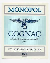 Monopol  Cognac  nr 077 - viinaetiketti ennen vuotta 1969