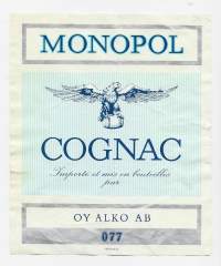 Monopol  Cognac  nr 077 - viinaetiketti jälkeen 1969