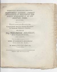 Dissertatio physico-mathematica, phaenomena luminisphilos.  19 Maji 1819.pro gradu /Frenckell, Johan Christofer TurkuJ. C. Frenckell ja poika (kirjapaino, Turku