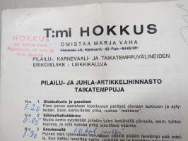 Tmi Hokkus (omistaja Marja Vaha) -pilailu-, karnevaali- ja taikatemppuvälineiden luettelo