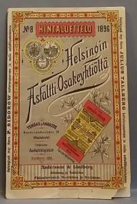 No 8 - Hintaluettelo Helsingin Asfaltti-Osakeyhtiöltä 1896. (Erittäin harvinainen, mainoslehti)