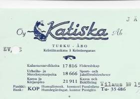 Katiska Oy  Turku 1958  -  firmalomake