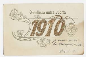 Onnellista uutta Vuotta 1910  uudenvuodenkortti