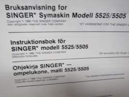 Singer 5505 / 5525 ompelukone -käyttöohjekirja, kolmella eri kielellä; suomi &amp; ruotsi