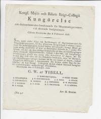 Kongl Maj:ts och Rikets Krigs-Collegii Kungörelse 1828