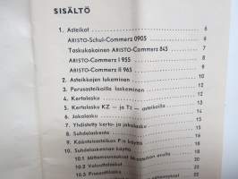Aristo Commerz 0905, 845, 955, 1055, 965 laskutikku / laskuviivain -käyttöohjekirja
