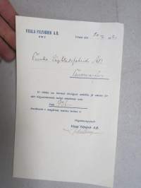 Viiala Filfabrik A.B., 20.7.1920 -asiakirja