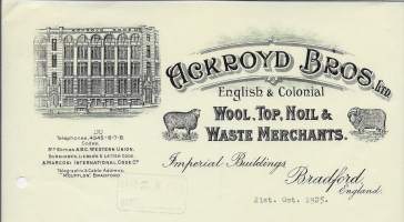 Ackroyd Bros Ltd Bradford England 1925  firmalomake
