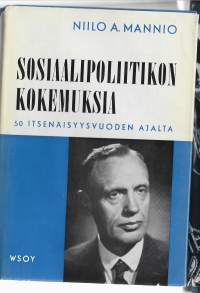Sosiaalipoliitikon kokemuksia 50 itsenäisyysvuoden ajaltaKirjaHenkilö Mannio, Niilo A., 1884-1968 ; Henkilö Mannio, Niilo A., 1884-1968WS 1967