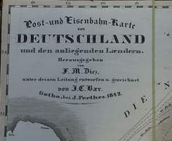 Post- und Eisenbahn-Karte von Deutschland und den anliegenden Ländern.