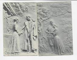 Romantiikka postikortteja 1900 luvun alusta 2 kpl erä kulkematon