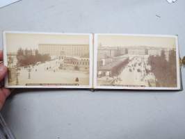 Fotografier öfver Stockholm från Axel Lindahls Atelier -valokuvaalbumi, matkamuistokirja 1800-luvulta