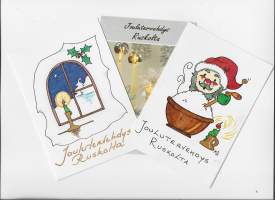 Rusko  taiteilijapostikortti postikortti  joulukortti 3 eril