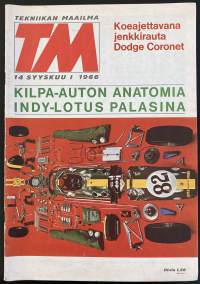 Tekniikan Maailma - 14/1966 - Syyskuu I - Koeajossa ja artikkeleissa mm. Dodge Coronet ja Indy-Lotus palasina - Kilpa-auton anatomia
