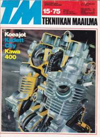 Tekniikan maailma TM 1975 N:o 15. Katso sisältö kuvista. Mm. Kawasaki KZ 400 D koeajo.