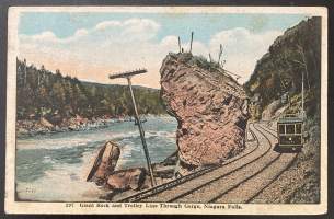 Giant Rock and Trolley Line Through Gorge, Niagara Falls - Kulkematon vanha kortti