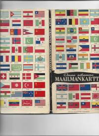 Oman aikamme maailmankartta 1953 taitettu kirjekokoon