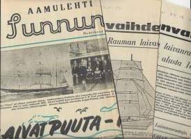 Raumalaisia purjelaivoja - kansiollinen lehtileikkeleitä 1950-70 lehdistä  n 600 g