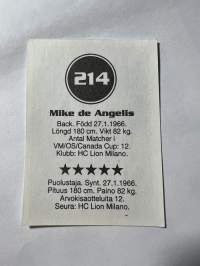 Mike de Angelis jääkiekko -keräilykortti / tarra
