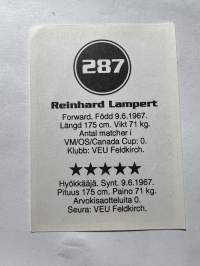 Reinhard Lampert jääkiekko -keräilykortti / tarra