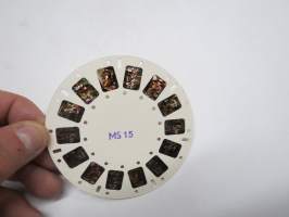 Reel Mount &quot;MS-15&quot; -alunperin omille valokuville tarkoitettu kuvakiekko -jonkinlainen satu tai kuvaelma / dioraamaesittely?