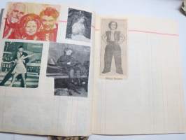 Shirley Tamplen kuvia -vihkoon kerättyjä lehtileikkeitä