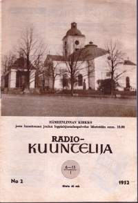 Radiokuuntelija 1952 N:o 2.  6 - 13.1.1952. Sisältää Oy Yleisradio AB:n täydellisen viikko-ohjelman sekä ulkomaisten radioasemien lähetysluetteloita.
