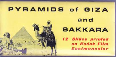 Pyramids of Giza and Sakkara. 12 slides printed on Kodak Film Eastmancolour. Gizan ja Sakkaran pyramidit - 12 diakuvaa, sarja 1.