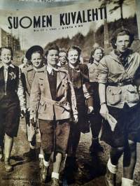 Suomen Kuvalehti 1941 nr 17 maaottelumarssi, miksi hyljättiin kesäaika?, lottakenraalimme