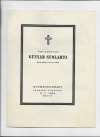 Professori Gunnar Suolahti 1876-1933  Ruumiinsiunaus