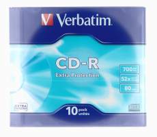 CD-R Verbatim 70 MB/80 min/52x  käyttämätön alkuperäisissä muoveissa 10 kpl erä