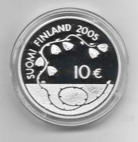 10 euro 2005 60 rauhan vuotta (proof)60 rauhan vuotta Hopeaa / silver 25.5 g (925/1000). pilleri,kotelo ja sertifikaati