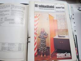 G.A. Serlachius Kolho Iki-tehtaat &amp; Serla - (iki)levyt, kalusteet, listat, muovit ym -tuotekansio 1970-luku värimalleineen ym., mukana myös Kestopuu-esite