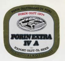 Porin Olut 120 v Porin Extra IV A olut  -  olutetiketti