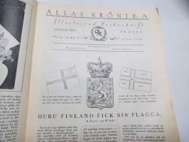 Allas Krönika 1928 nr 24, Kirsten Hagstad Hall, Huru Finland fick sin flagga, Urajärvi gods, Det börjas på Brunn, Chevrolet Imperial Landau, osv.